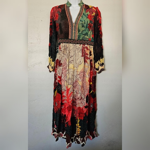 Bhanuni by Jyoti Anthropologie Women's 0P Obsidian Dress Maxi Long Sleeve Boho - Picture 2 of 13